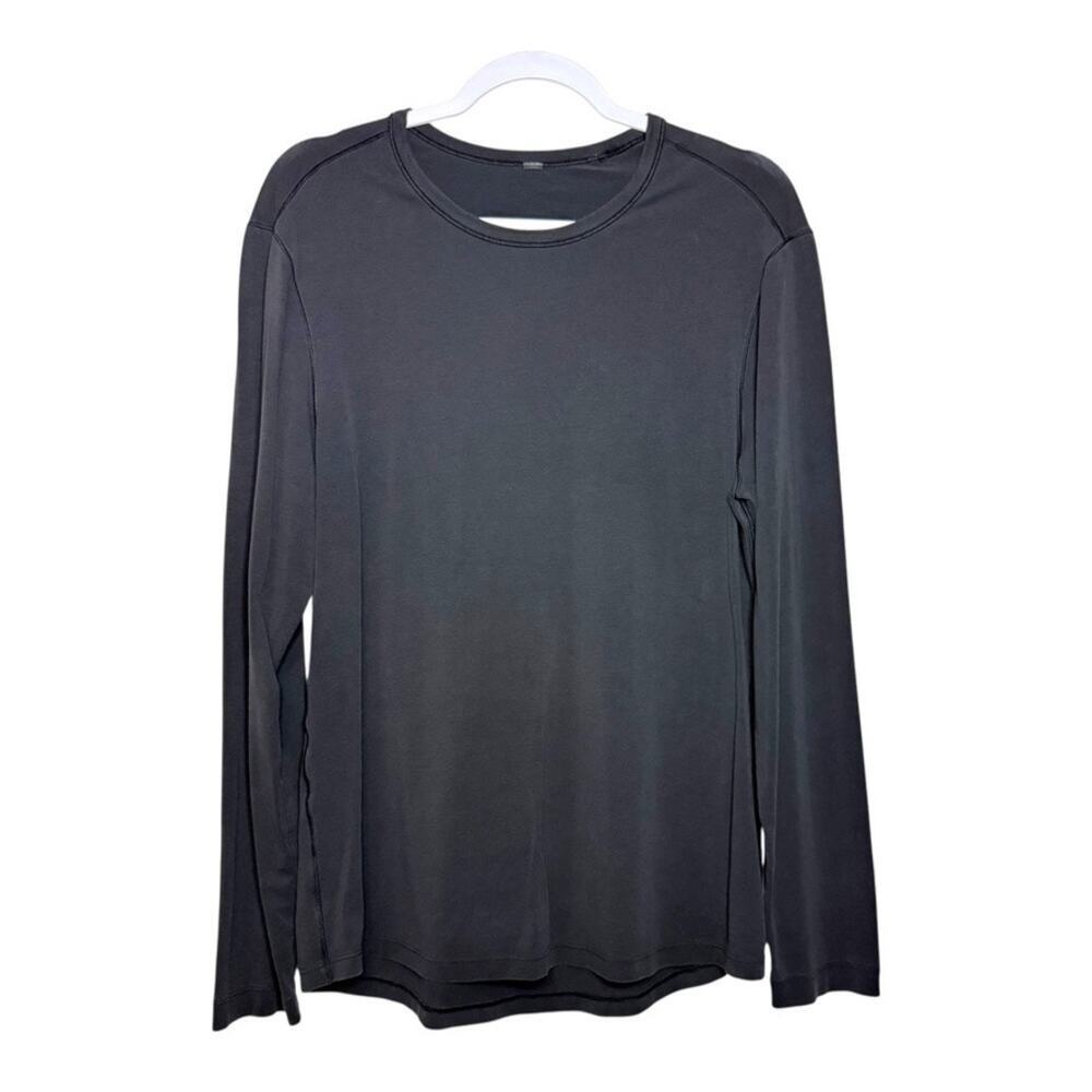 Lululemon Long Sleeve Scoopneck Shirt Men L Black Activewear Gym Stretch‎